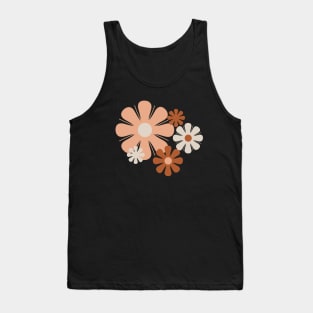 Flower Locus Retro 60s 70s Flowers in Earth Tones Tank Top